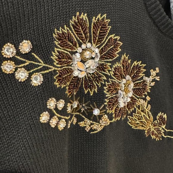 Vintage Sabree Black Embellished Beaded Sweater - Size Large - Picture 3 of 9
